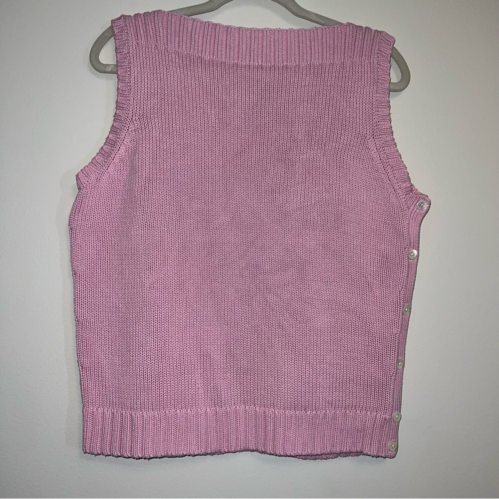 Lauren Ralph Lauren Bubblegum Pink Sweater Vest sleeveless crochet knit preppy